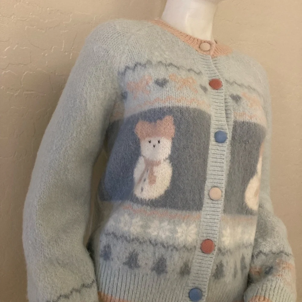 Sunset Park Button Down Snowman Cardigan Cardigan - Picture 4 of 11
